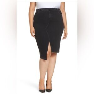 Marina Rinaldi Ashley Graham Colab-  Cano Black Denim Midi Pencil Skirt NWT-16